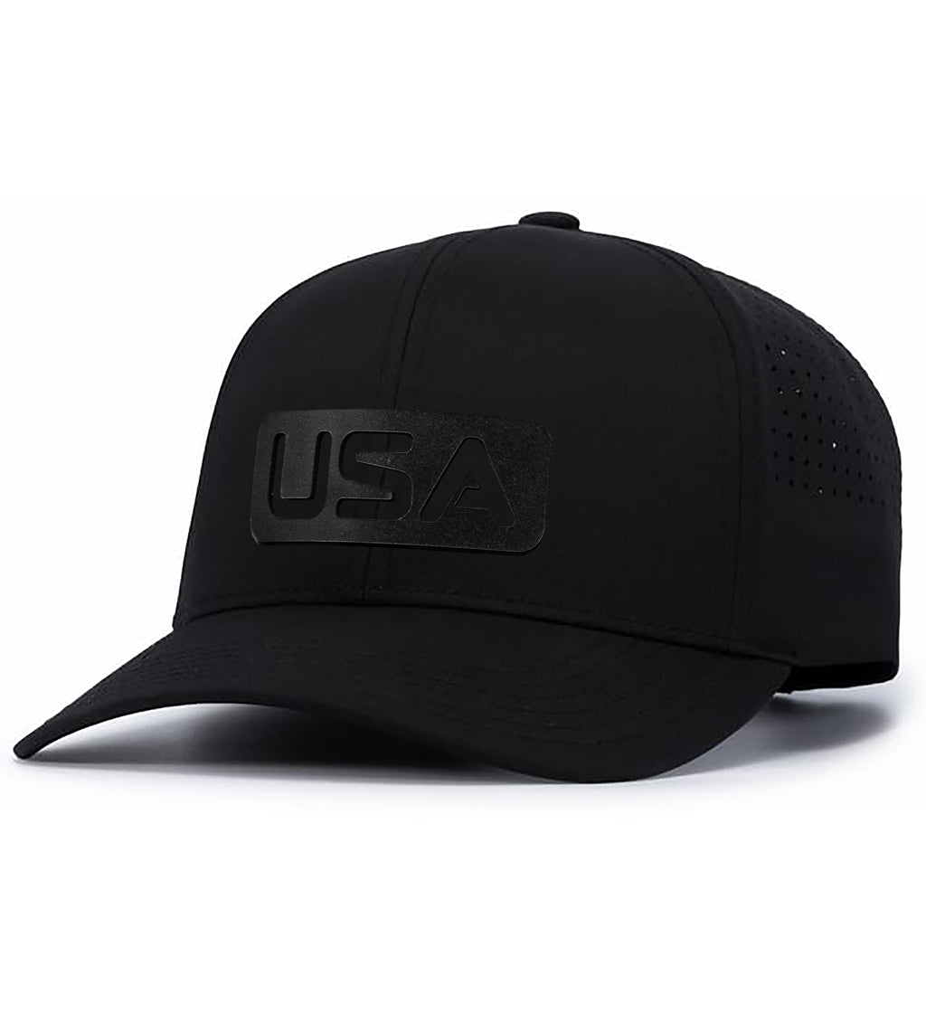 Leather USA Patch Curved Premium Performance Hat