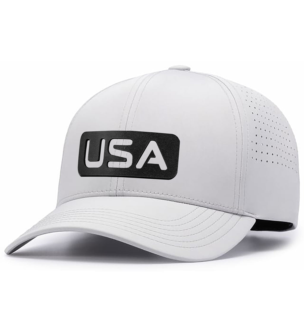 Leather USA Patch Curved Premium Performance Hat