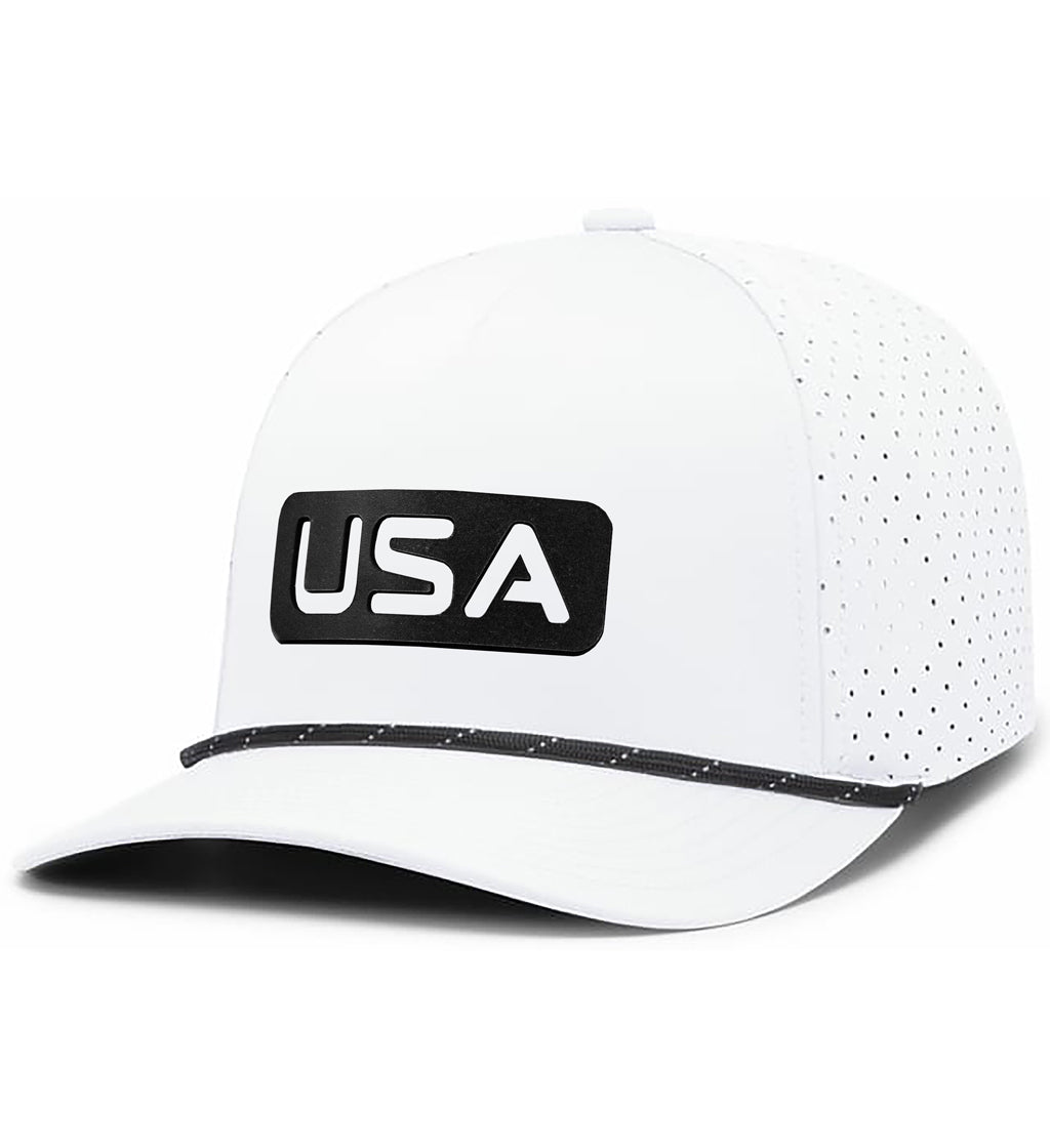Leather USA Patch Curved Performance Rope Hat