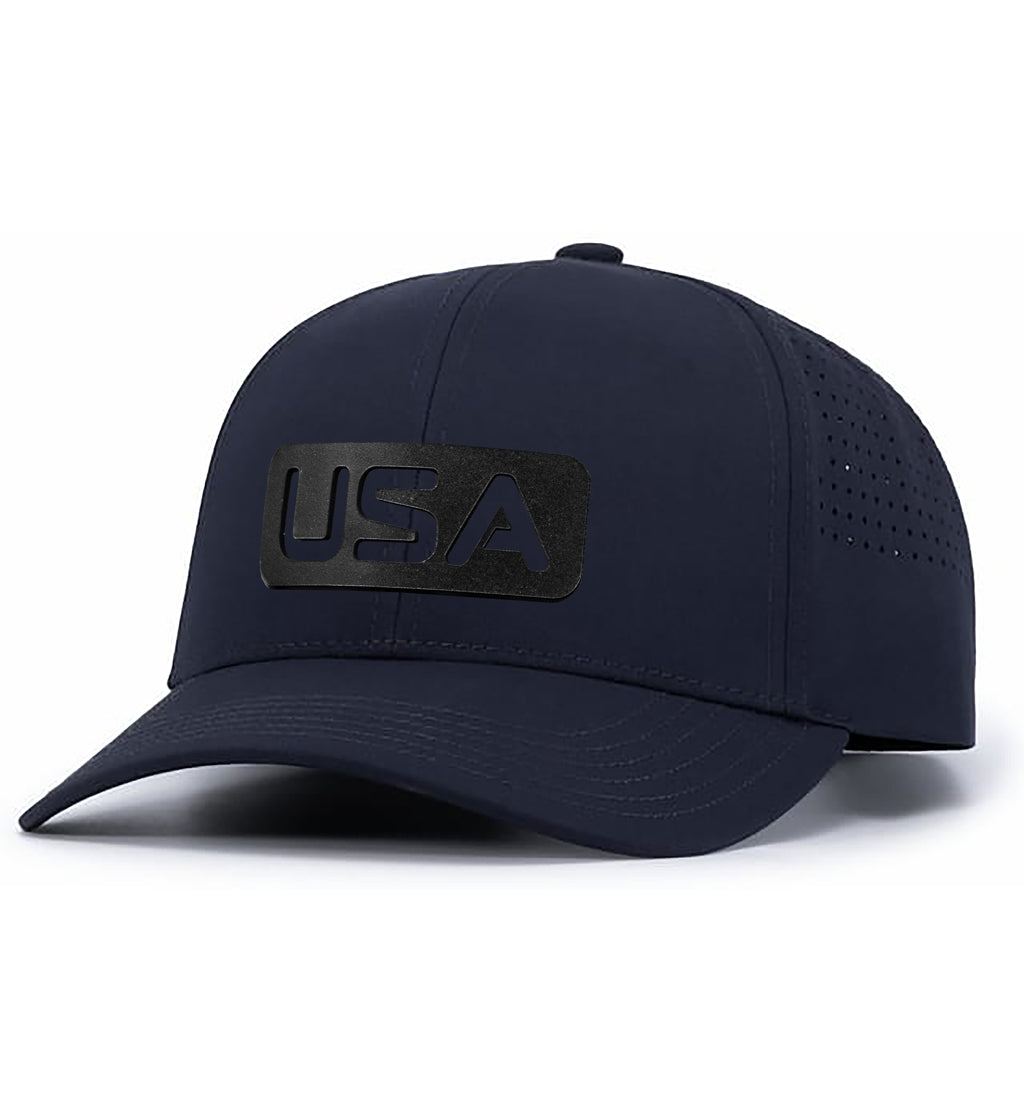Leather USA Patch Curved Premium Performance Hat