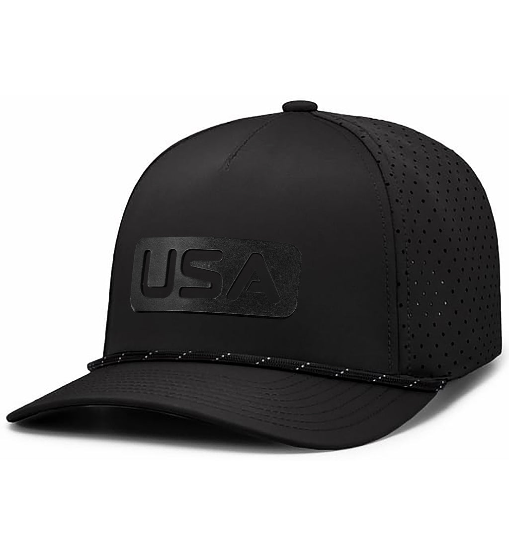 Leather USA Patch Curved Performance Rope Hat