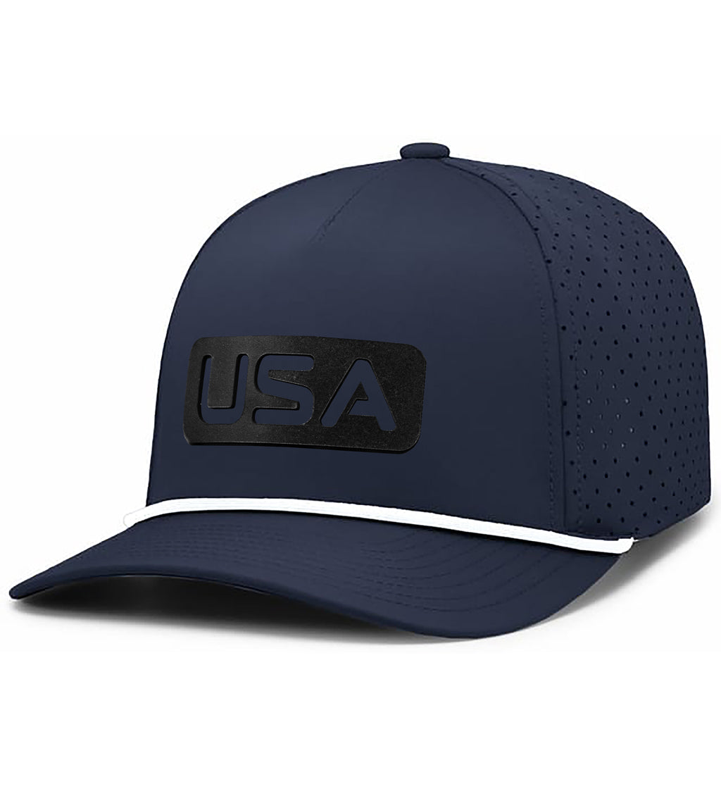 Leather USA Patch Curved Performance Rope Hat
