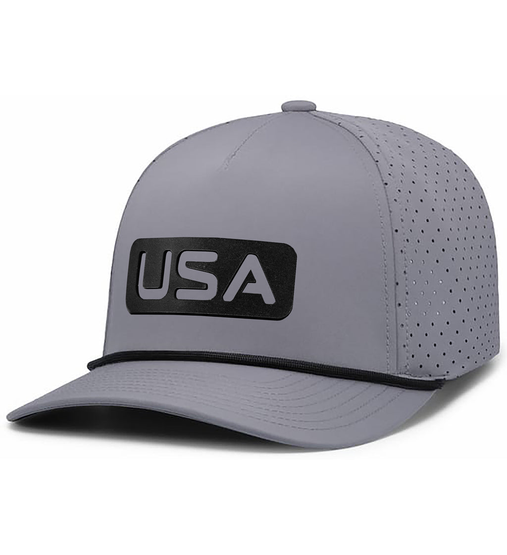 Leather USA Patch Curved Performance Rope Hat
